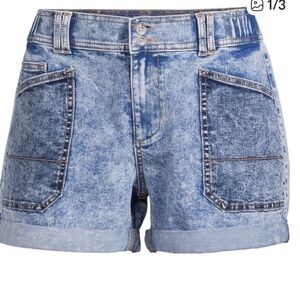 Time and True Light Blue Denim utility Cuffed Jean Shorts